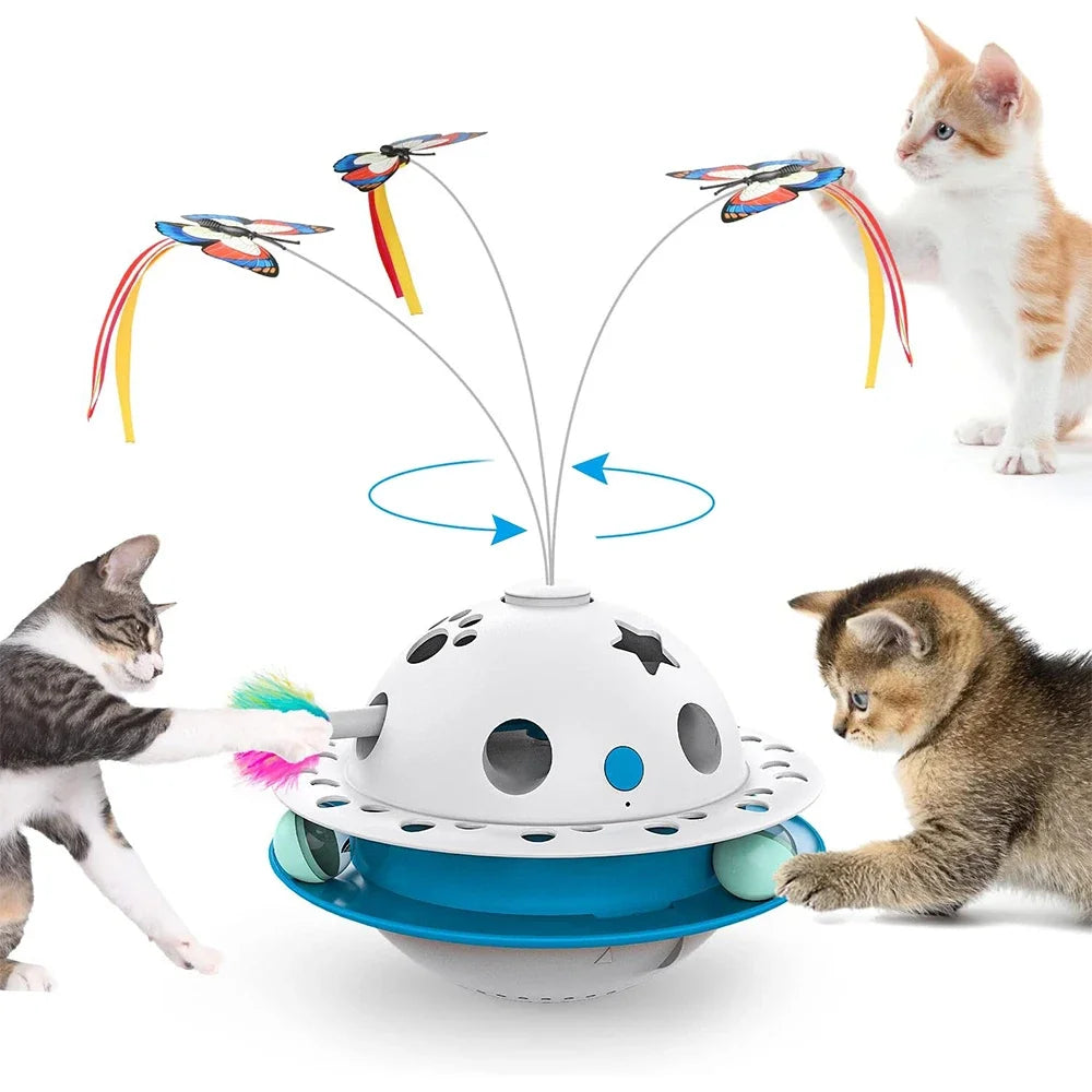Cat Tumbler Toy Electric Cat Toy With Led Feather Anti-fall Ball, Automatic  Rolling Fishing Rod Green